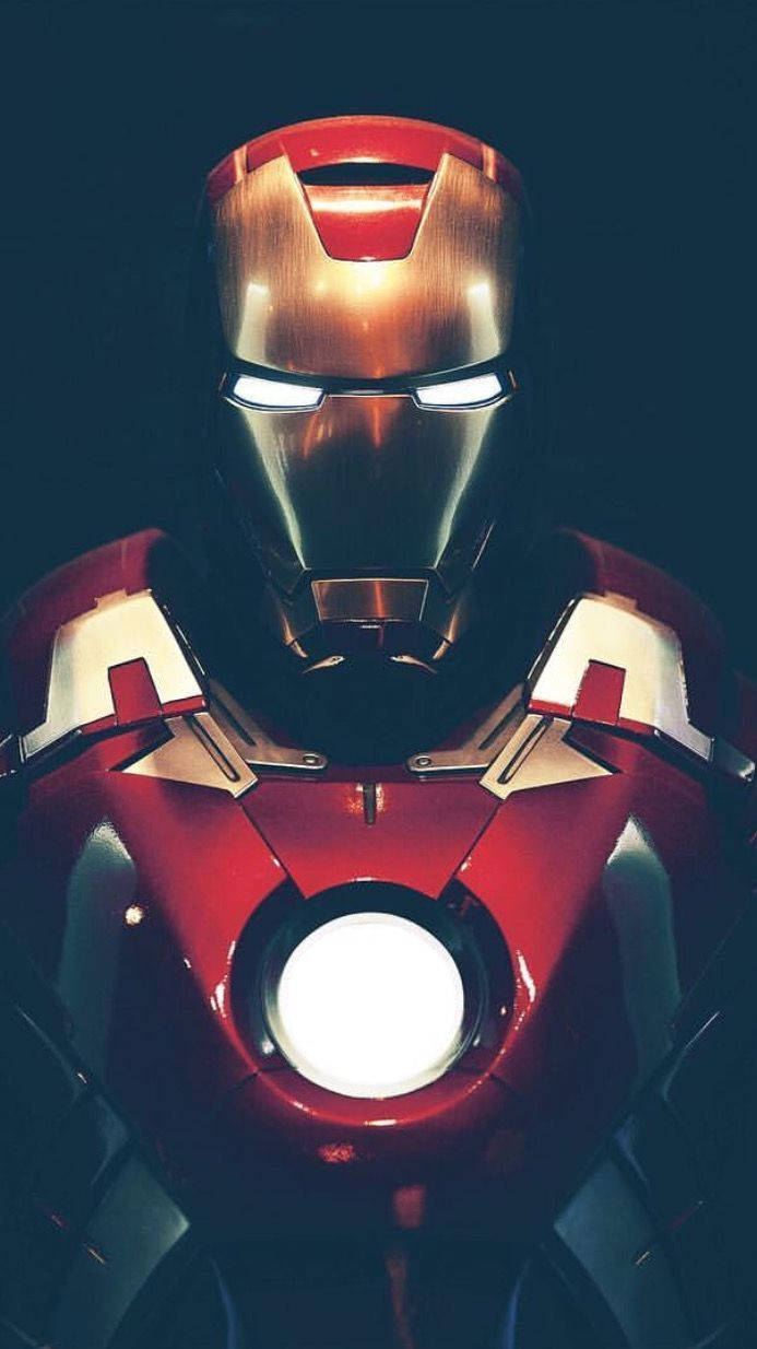 Iron Man Mark 3, glowing red and gold armored suit, bright white eyes, SD Phone Wallpaper