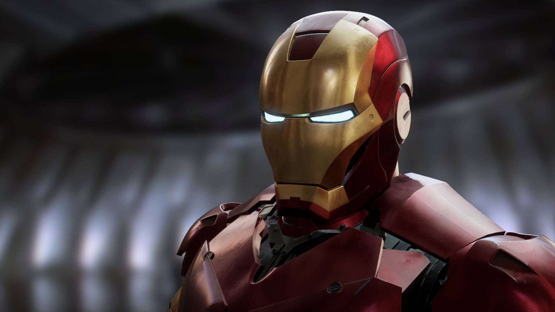 Iron Man Mark 3, red and gold armor, bright blue eyes, Full HD Desktop Wallpaper