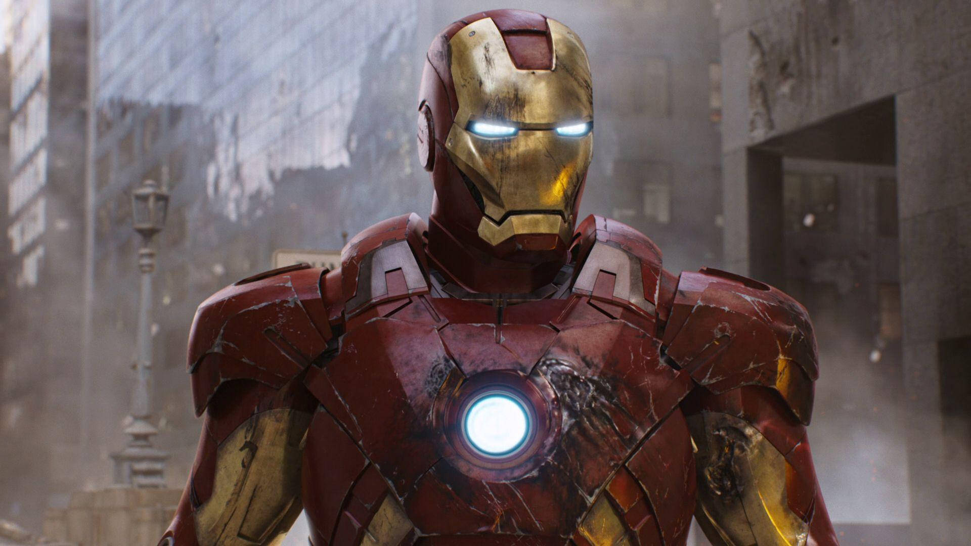 Iron Man Mark 3, red and gold armor, chest arc reactor, Full HD Desktop Wallpaper