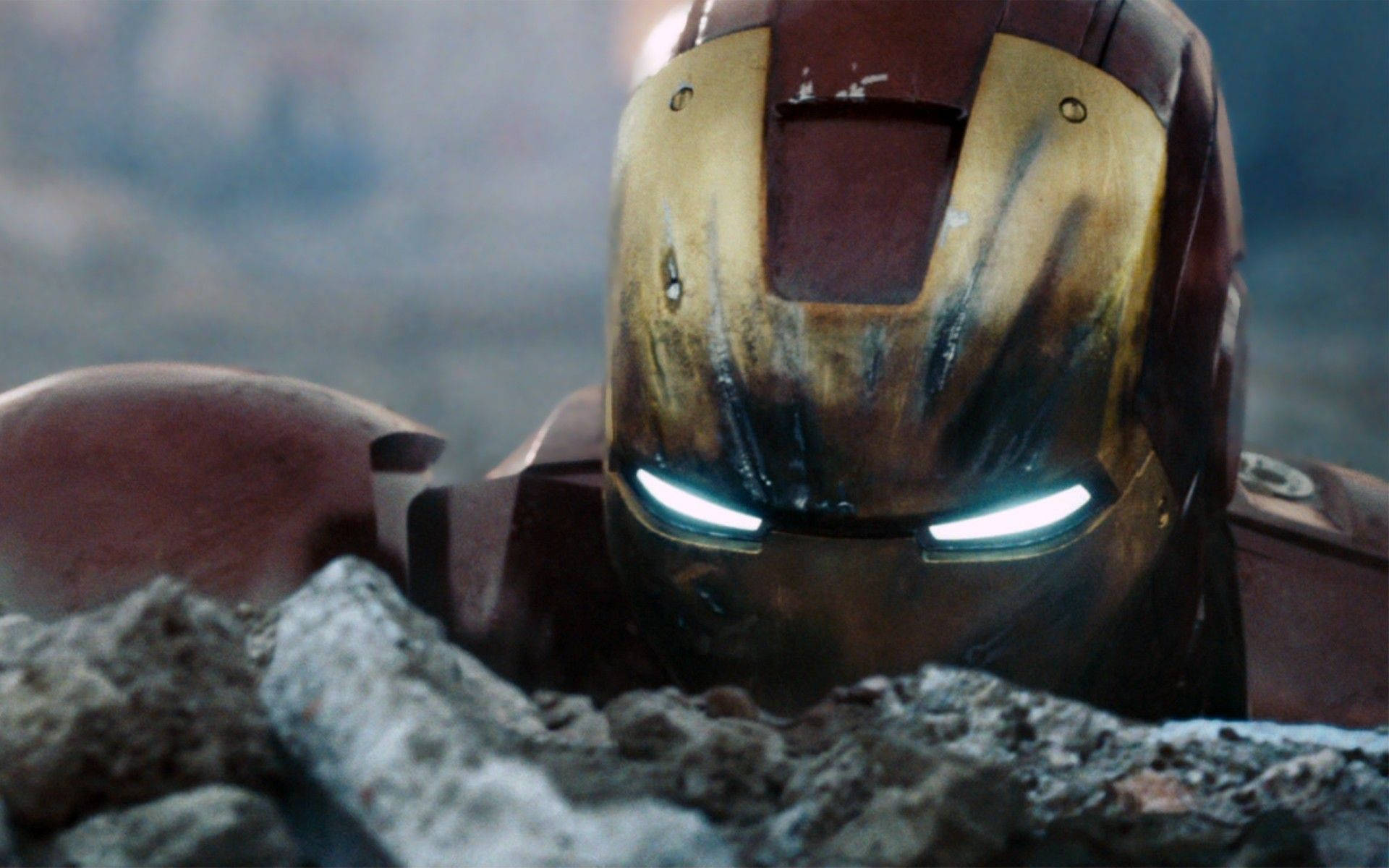 Iron Man Mark 3, gold Arc Reactor, white eyes, Full HD Desktop Wallpaper