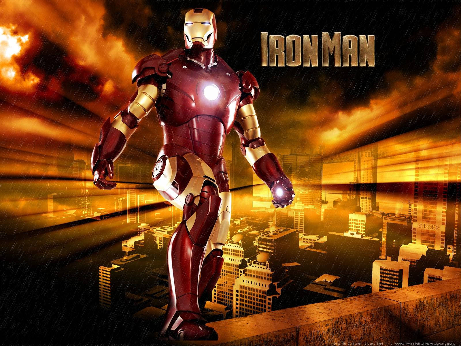 Iron Man Mark 3, cityscape, fiery orange sky, HD Desktop Wallpaper