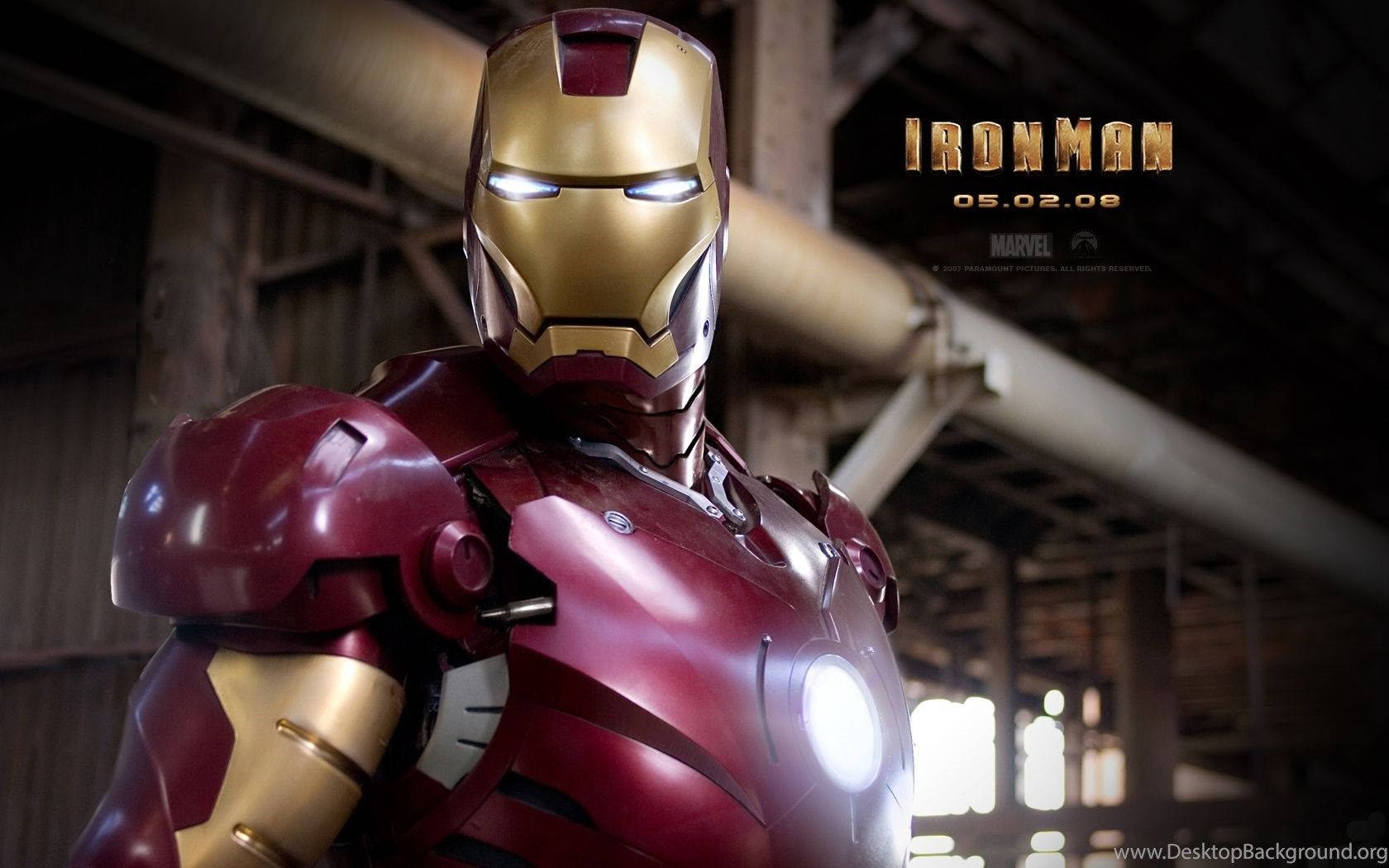Iron Man Mark 3, red and gold armor, glowing eyes, HD Desktop Wallpaper