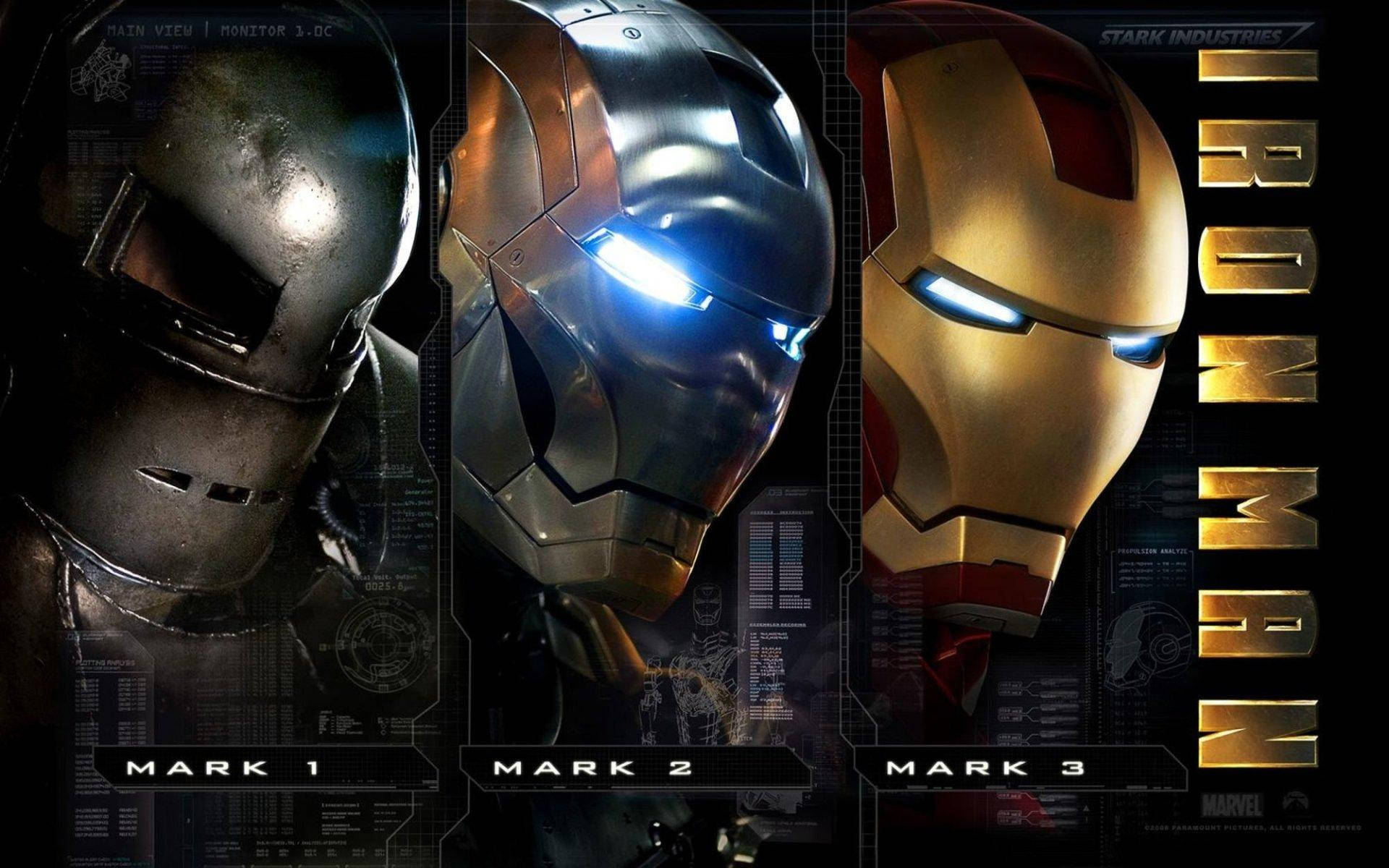 Iron Man Mark 3, Iron Man Mark 1, Iron Man Mark 2, Full HD Desktop Wallpaper