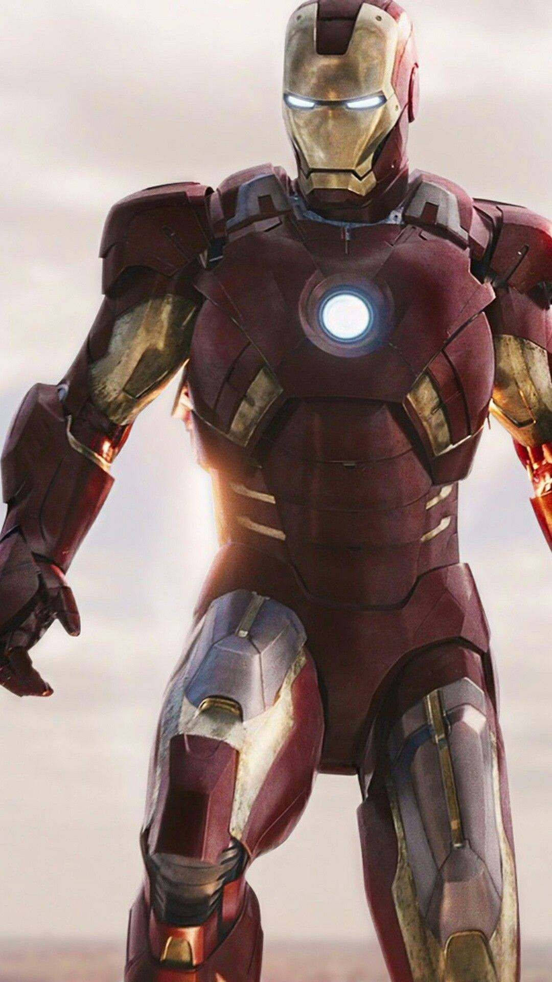 Iron Man Mark 3, arc reactor, glowing eyes, Full HD Phone Wallpaper