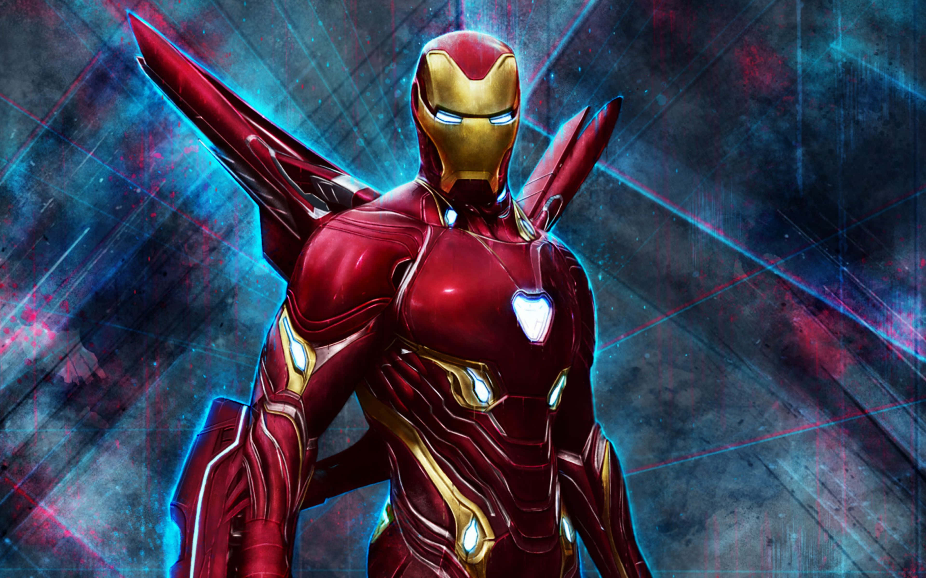 Iron Man Mark 3, glowing eyes, repulsor lights, 4K Desktop Wallpaper