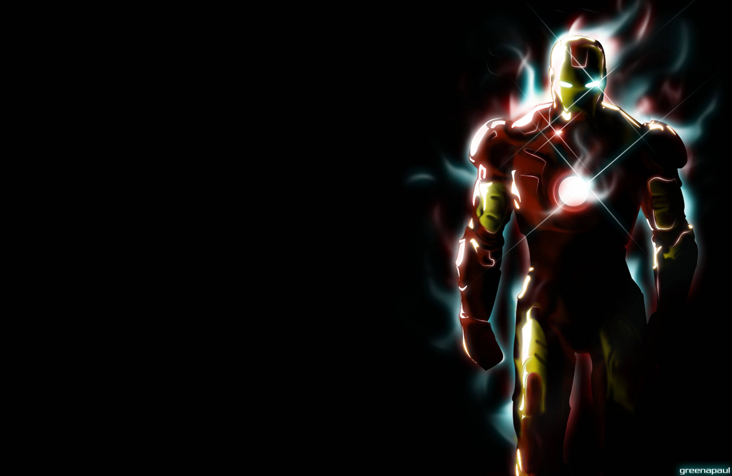 Iron Man, arc reactor, electric blue energy, 2K Desktop Wallpaper