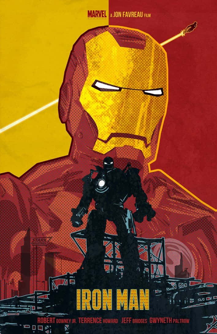 Iron Man, yellow and red background, armored figure, SD Phone Wallpaper