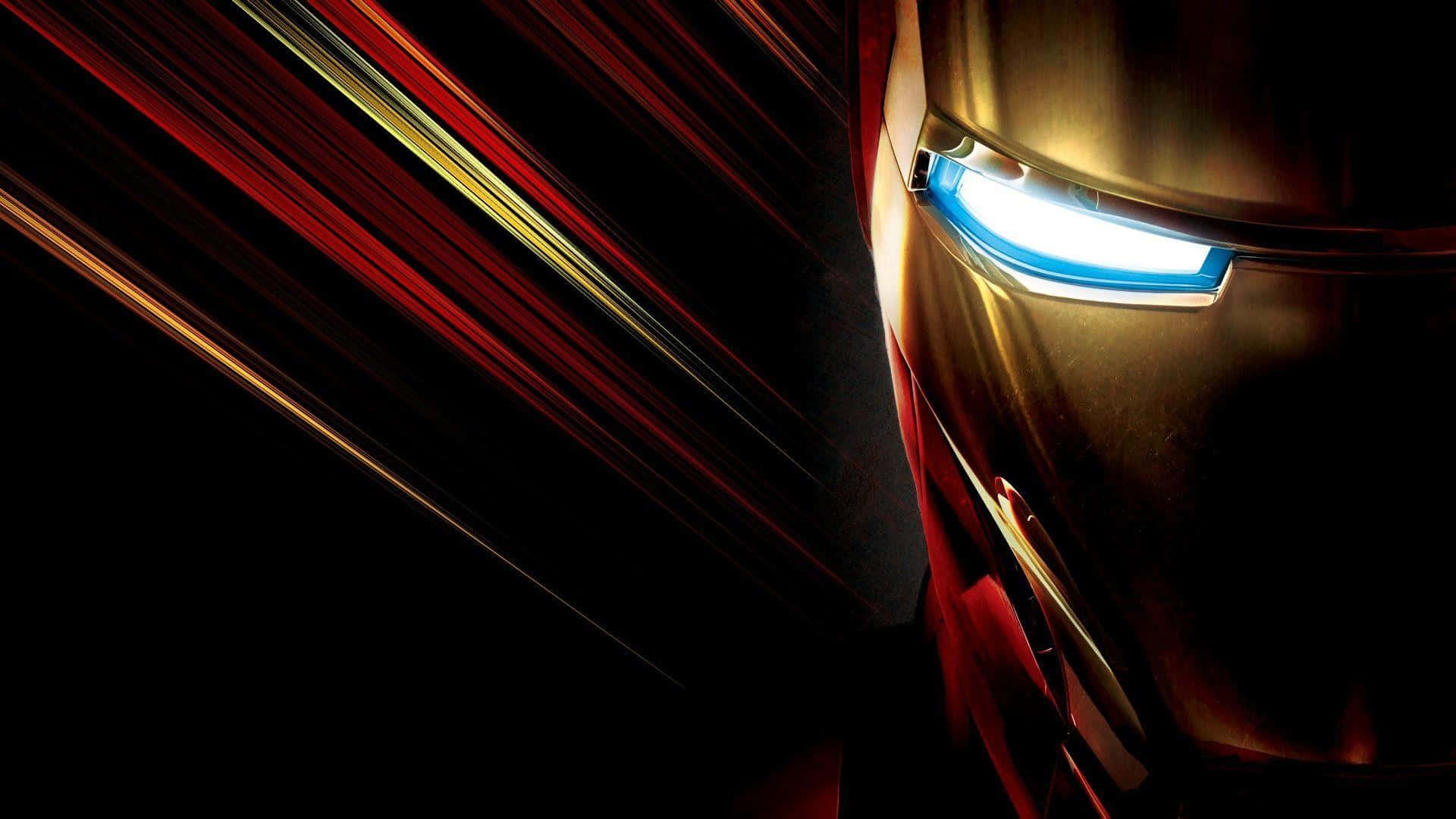 Iron Man, glowing blue eye, dark background, Full HD Desktop Wallpaper