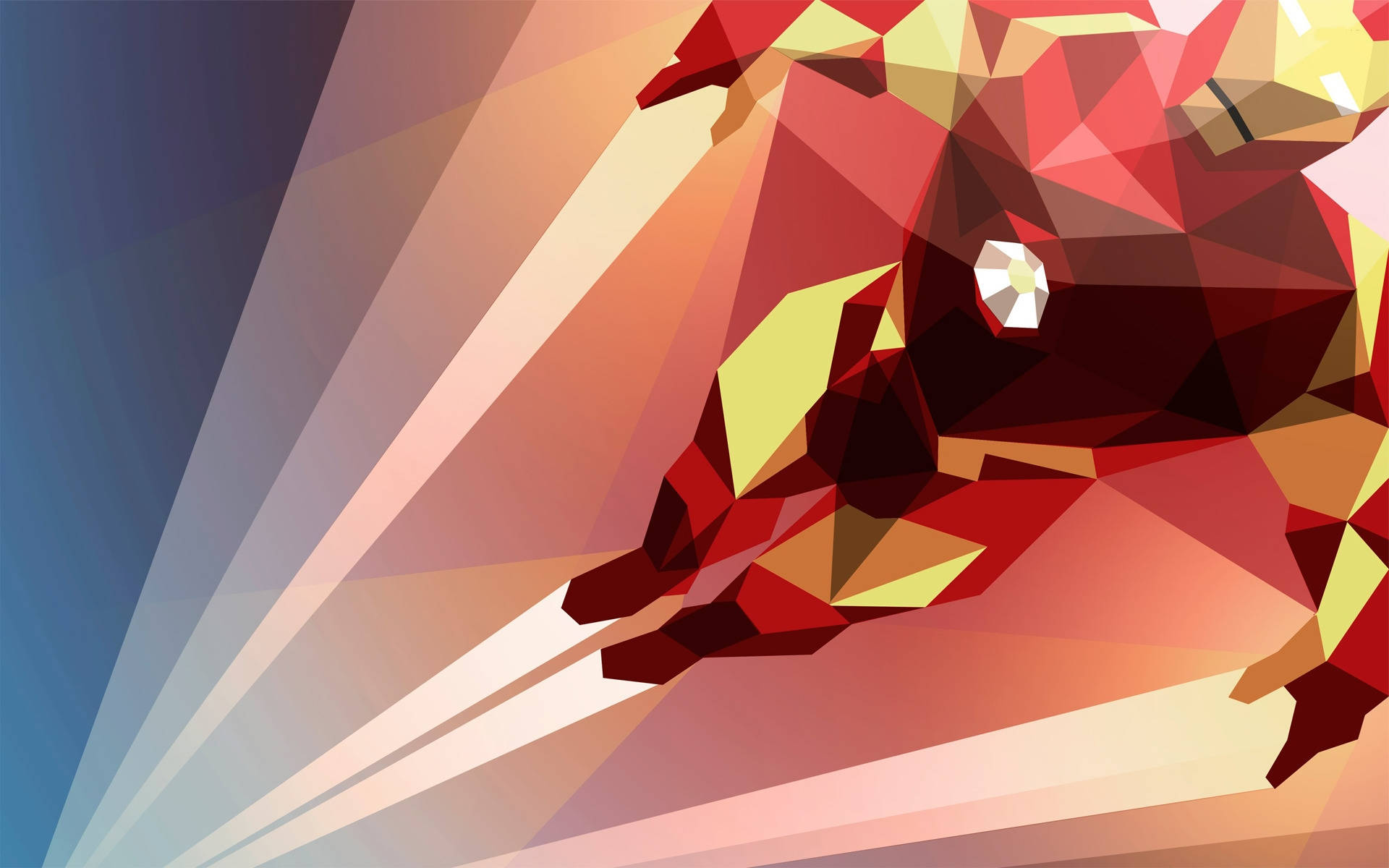 Iron Man, red and gold armor, low-poly stylized, Full HD Desktop Wallpaper