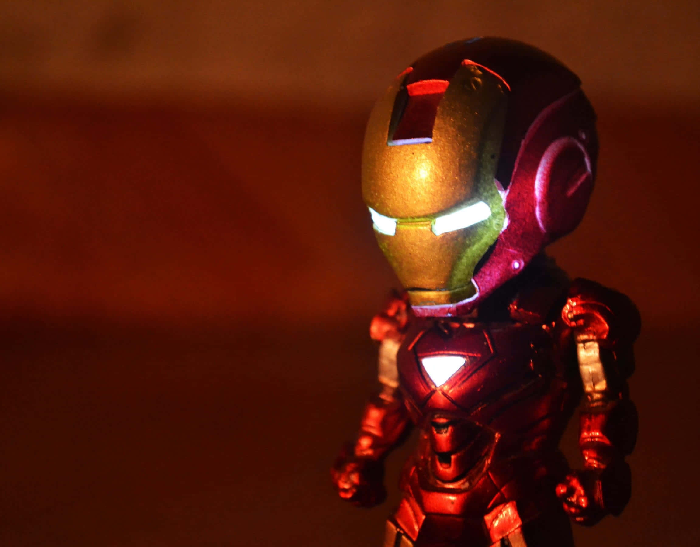 Iron Man, dynamic battle pose, glowing, Full HD Desktop Wallpaper