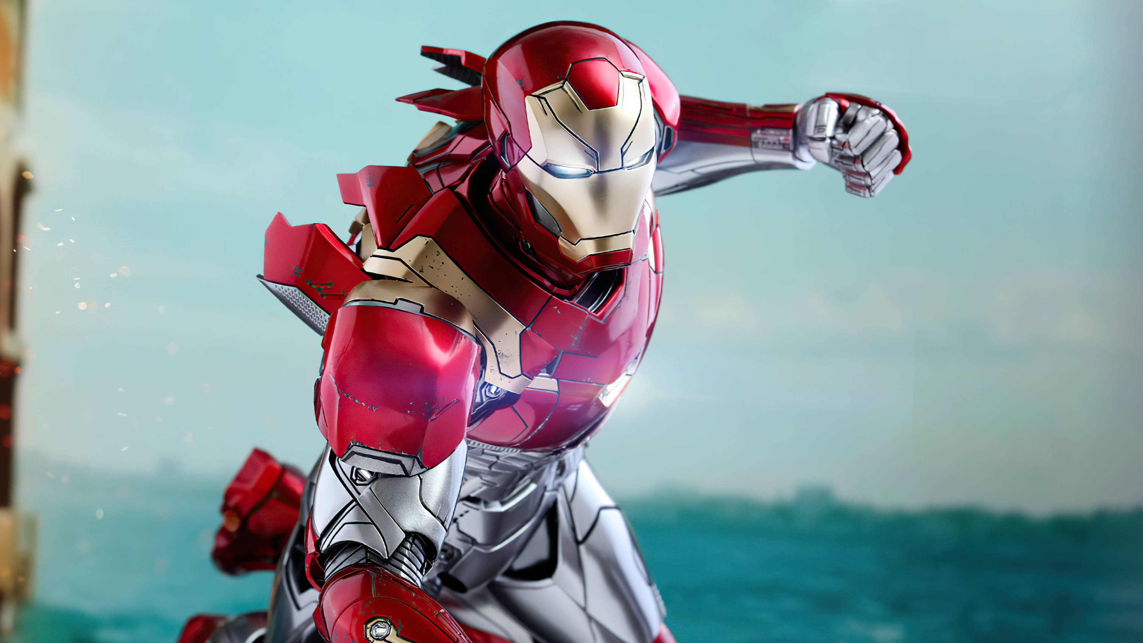 Iron Man, red and gold armor, dynamic pose, 4K Desktop Wallpaper