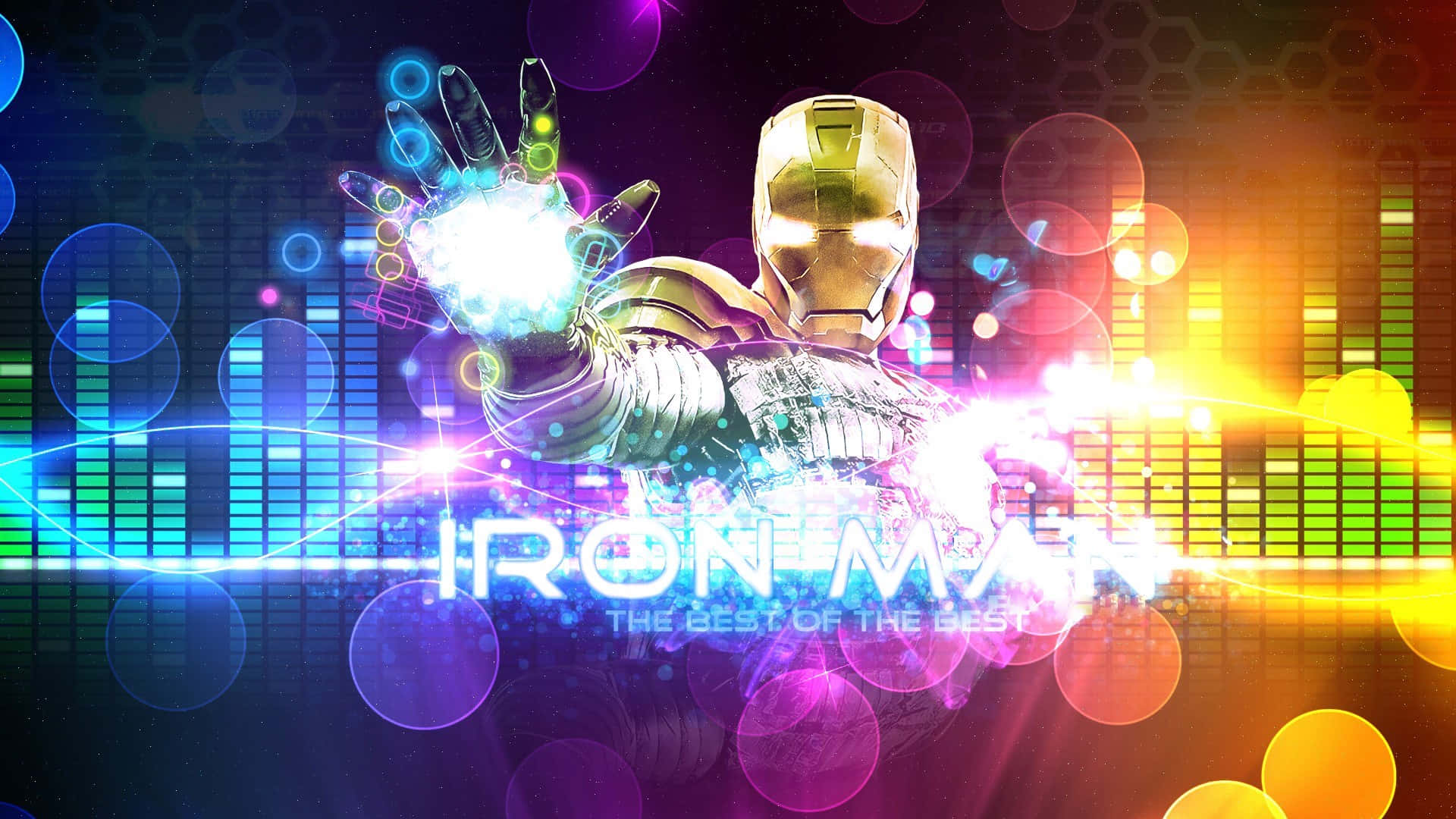 Iron Man, repulsor hand, digital audio waveform, Full HD Desktop Wallpaper