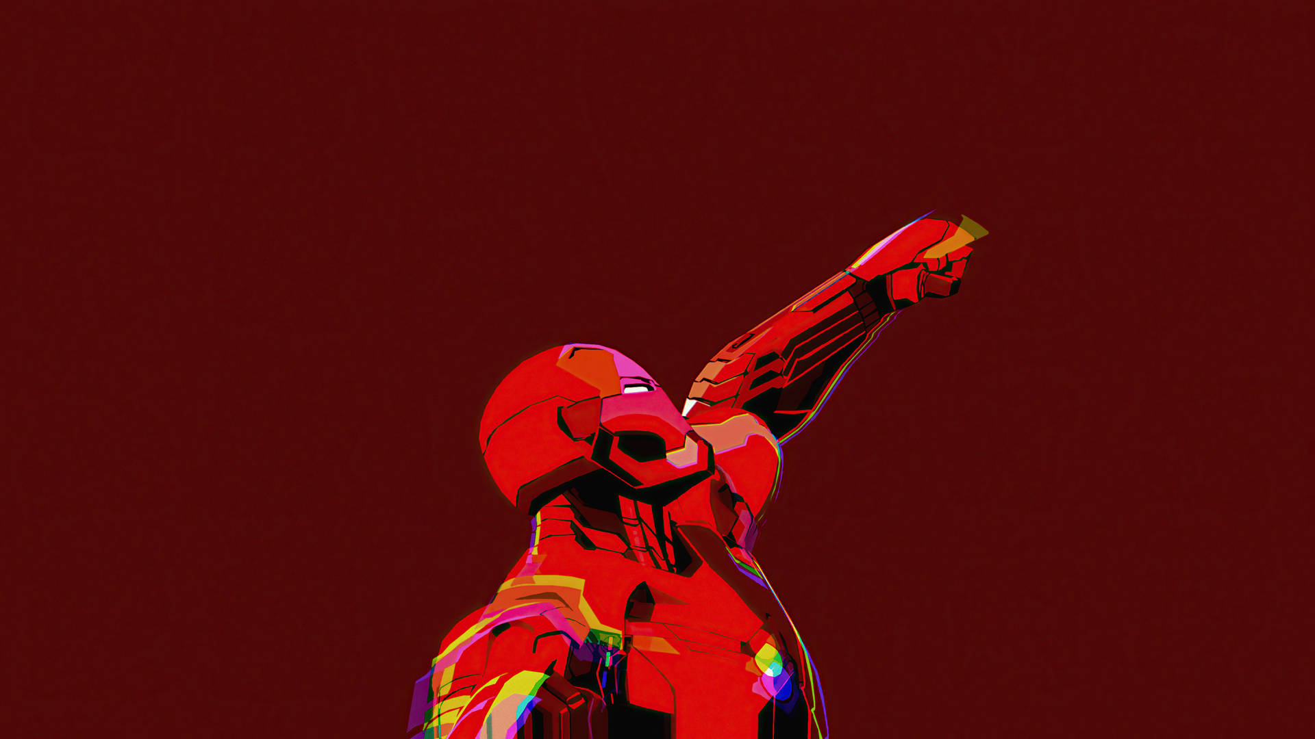 Iron Man, red armored superhero, dynamic pose, Full HD Desktop Wallpaper