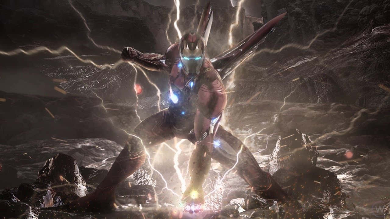 Iron Man, red armor, lightning, HD Desktop Wallpaper