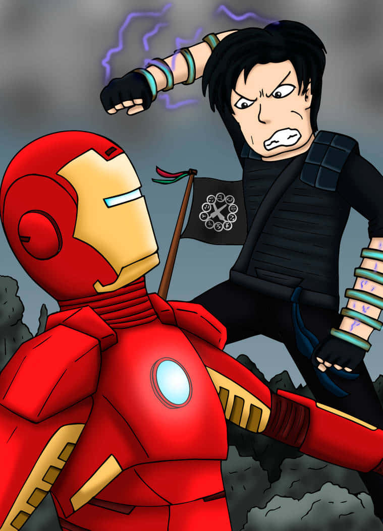 Iron Man, dark-clad warrior, glowing bracelets, SD Phone Wallpaper