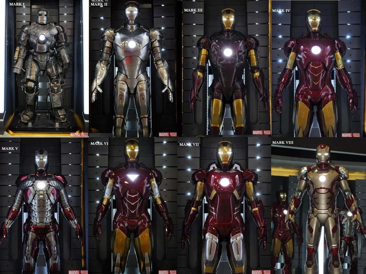 Iron Man Suit, arc reactors, metallic red gold, HD Desktop Wallpaper