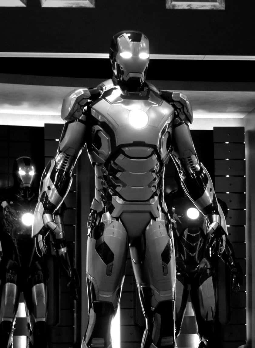 Iron Man Suit, monochrome, high-tech chamber, SD Phone Wallpaper