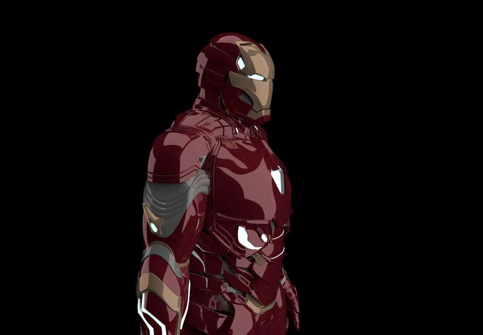 Iron Man Suit, red and gold, glowing white eyes, HD Desktop Wallpaper