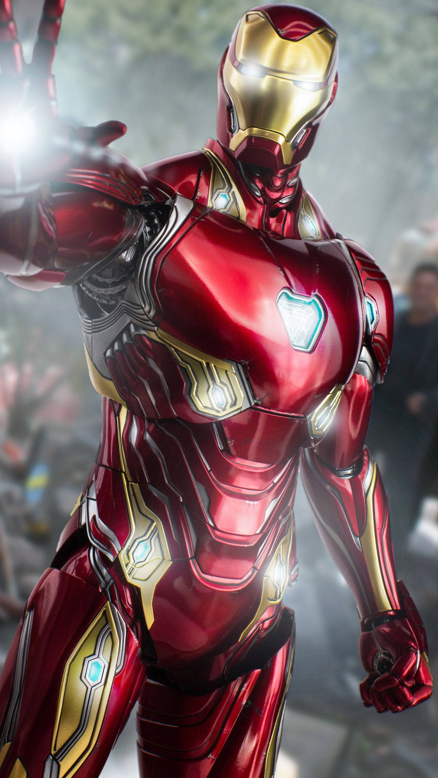 Iron Man, red gold armor, bright light, 2K Phone Wallpaper
