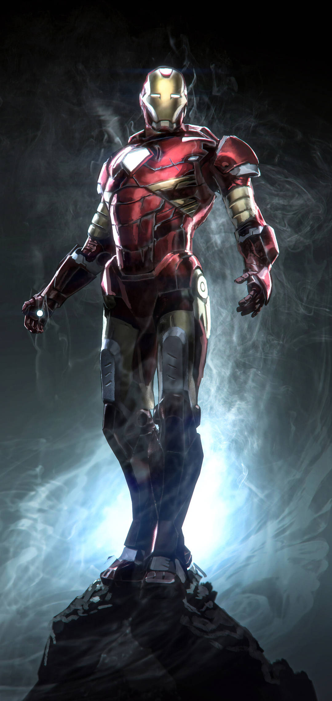 Iron Man, rocky peak, ethereal light, Full HD Phone Wallpaper