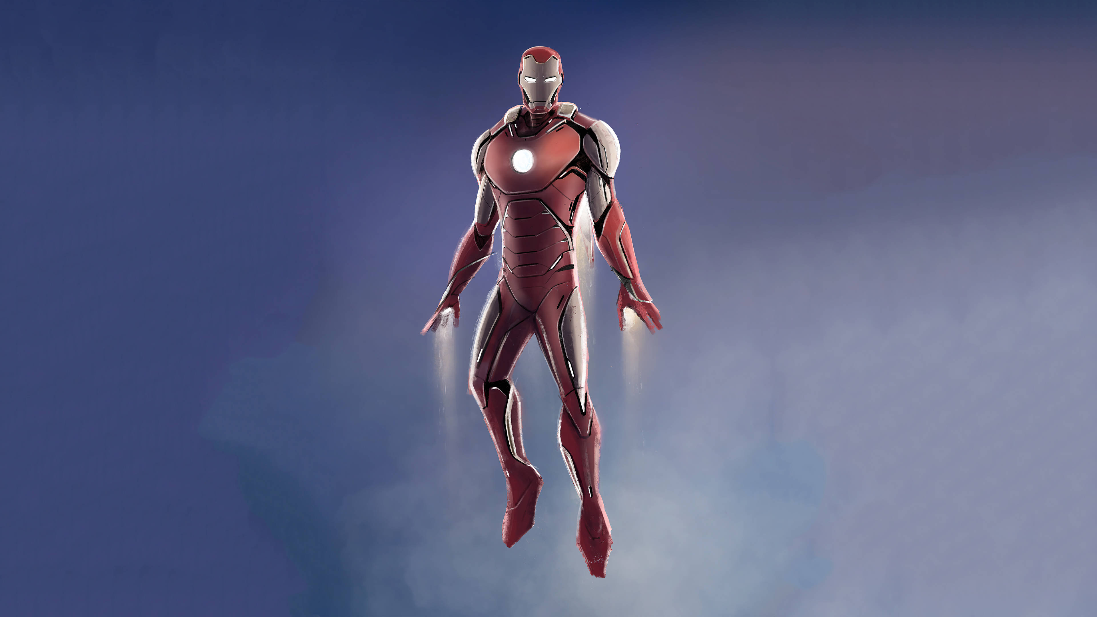 Iron Man, repulsors, gradient blue sky, 4K Desktop Wallpaper
