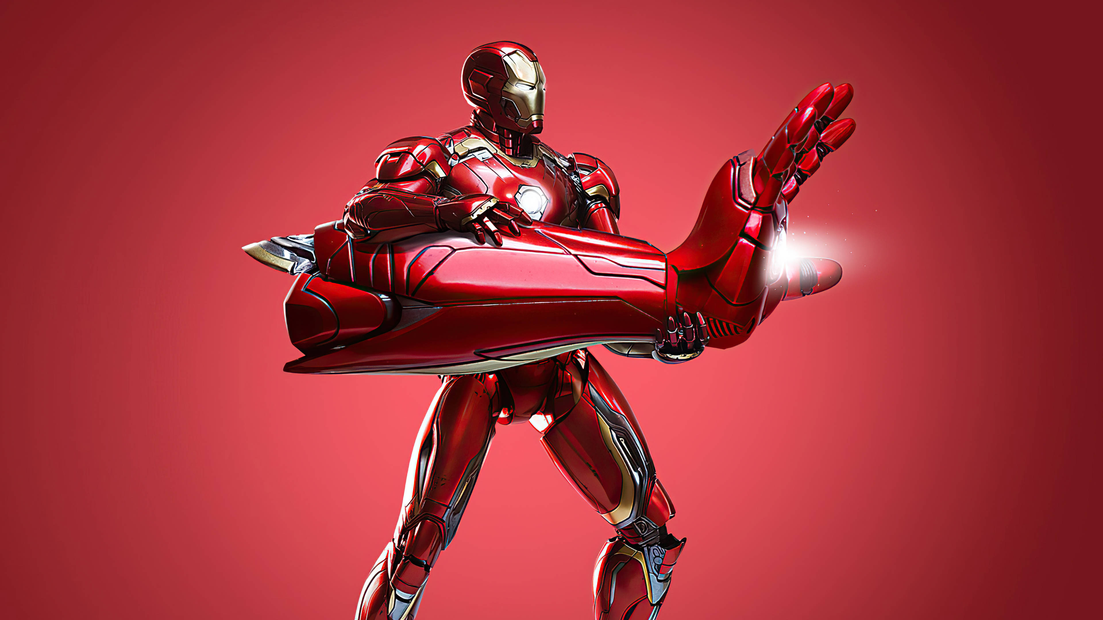 Iron Man, red and gold armor, repulsor blast, 4K Desktop Wallpaper