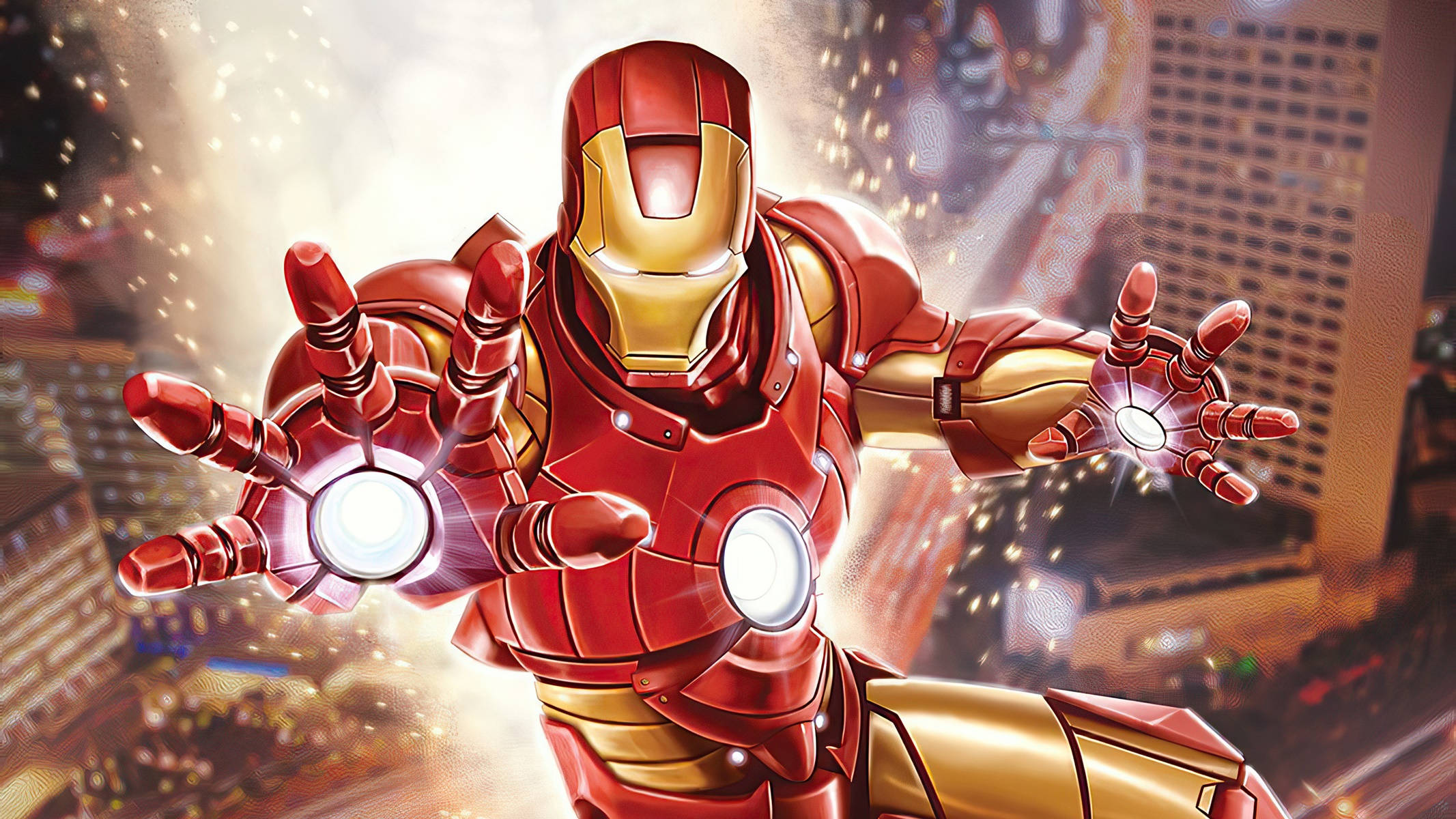 Iron Man, red and gold armor, repulsors, Full HD Desktop Wallpaper