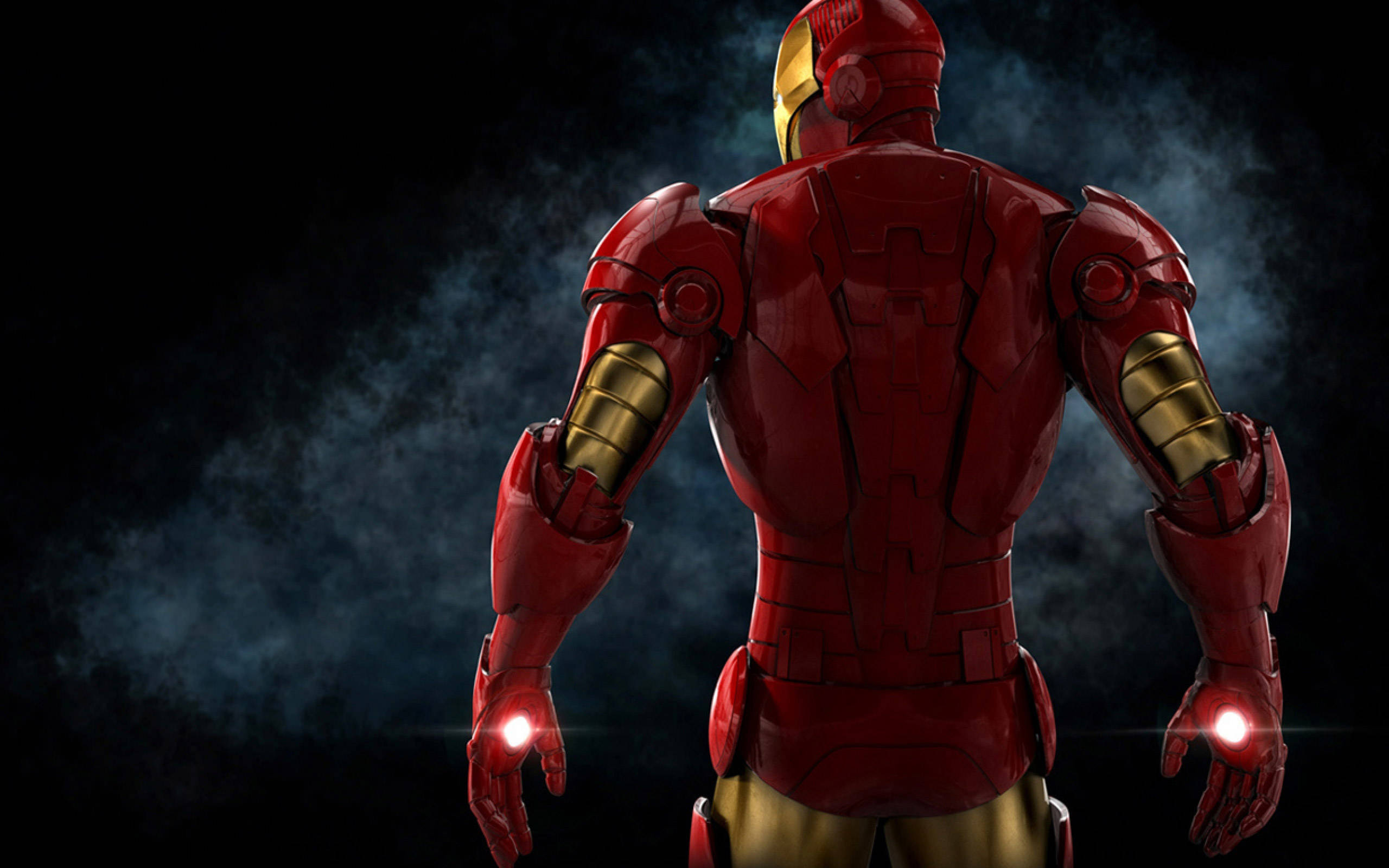 Iron Man, red and gold suit, dark smoky background, 2K Desktop Wallpaper