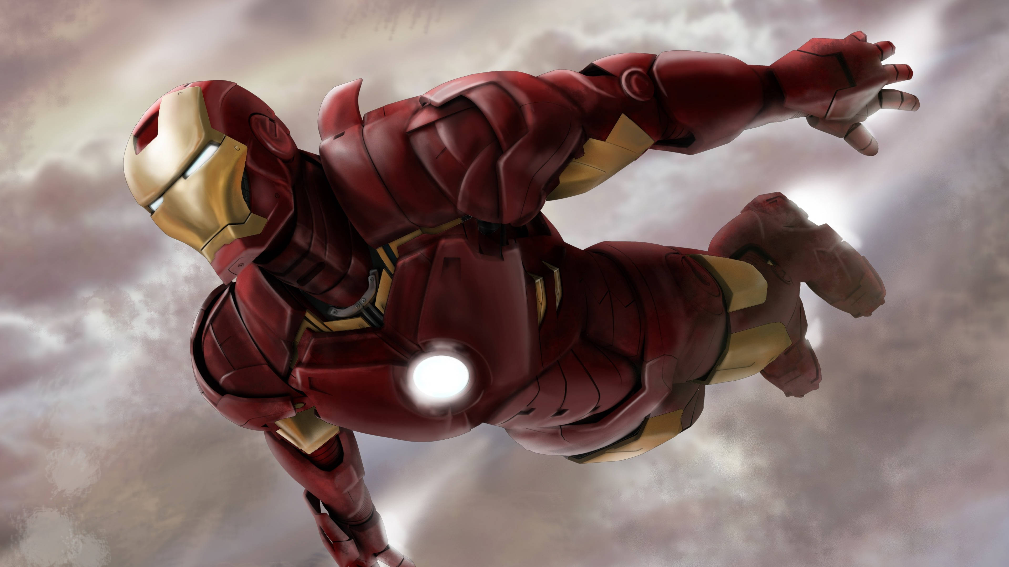 Iron Man, red and gold armor, repulsor lights, 4K Desktop Wallpaper