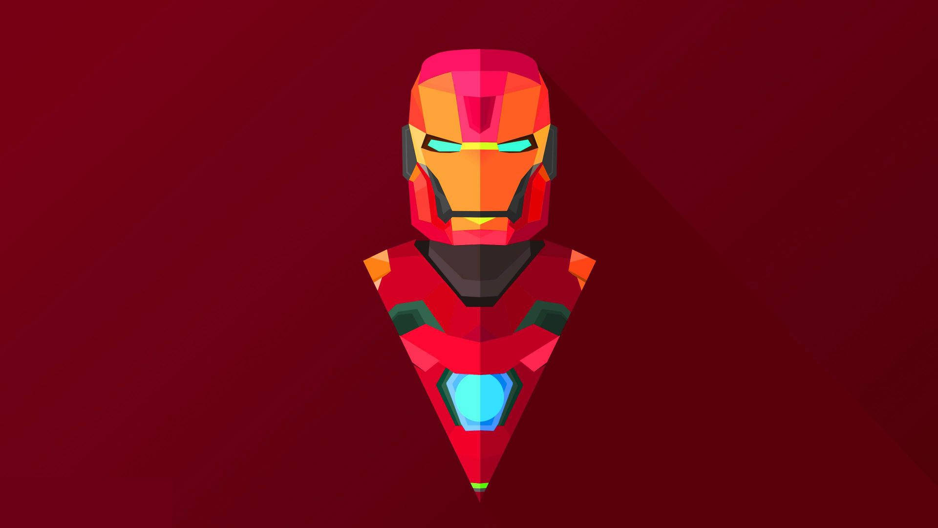 Iron Man, low-poly, glowing eyes, Full HD Desktop Wallpaper