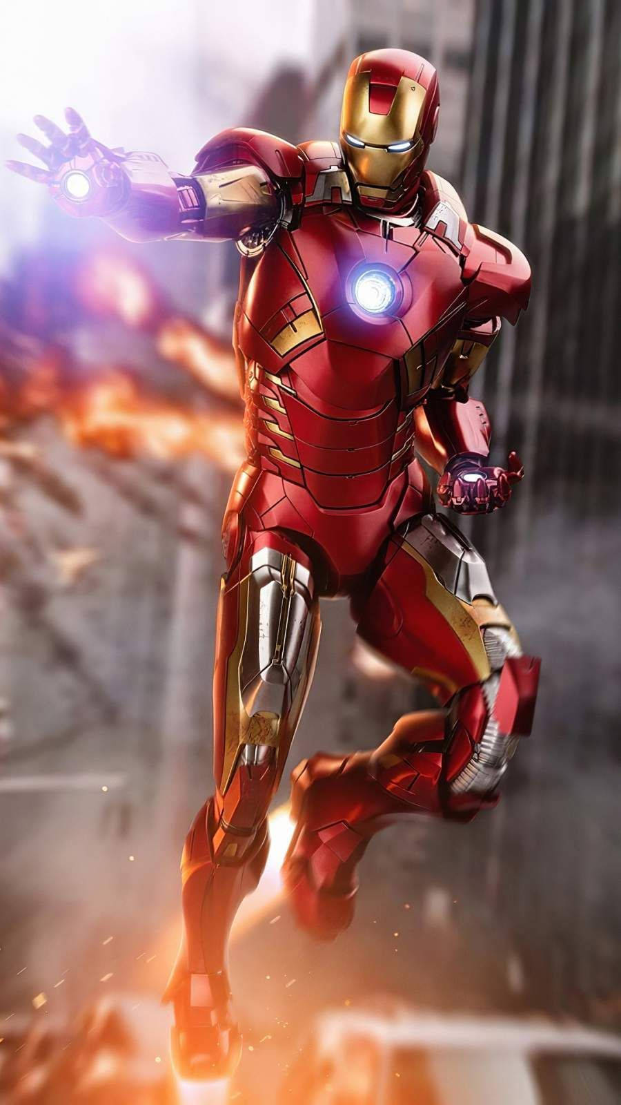 Iron Man, red gold armor, repulsor blasts, HD Phone Wallpaper