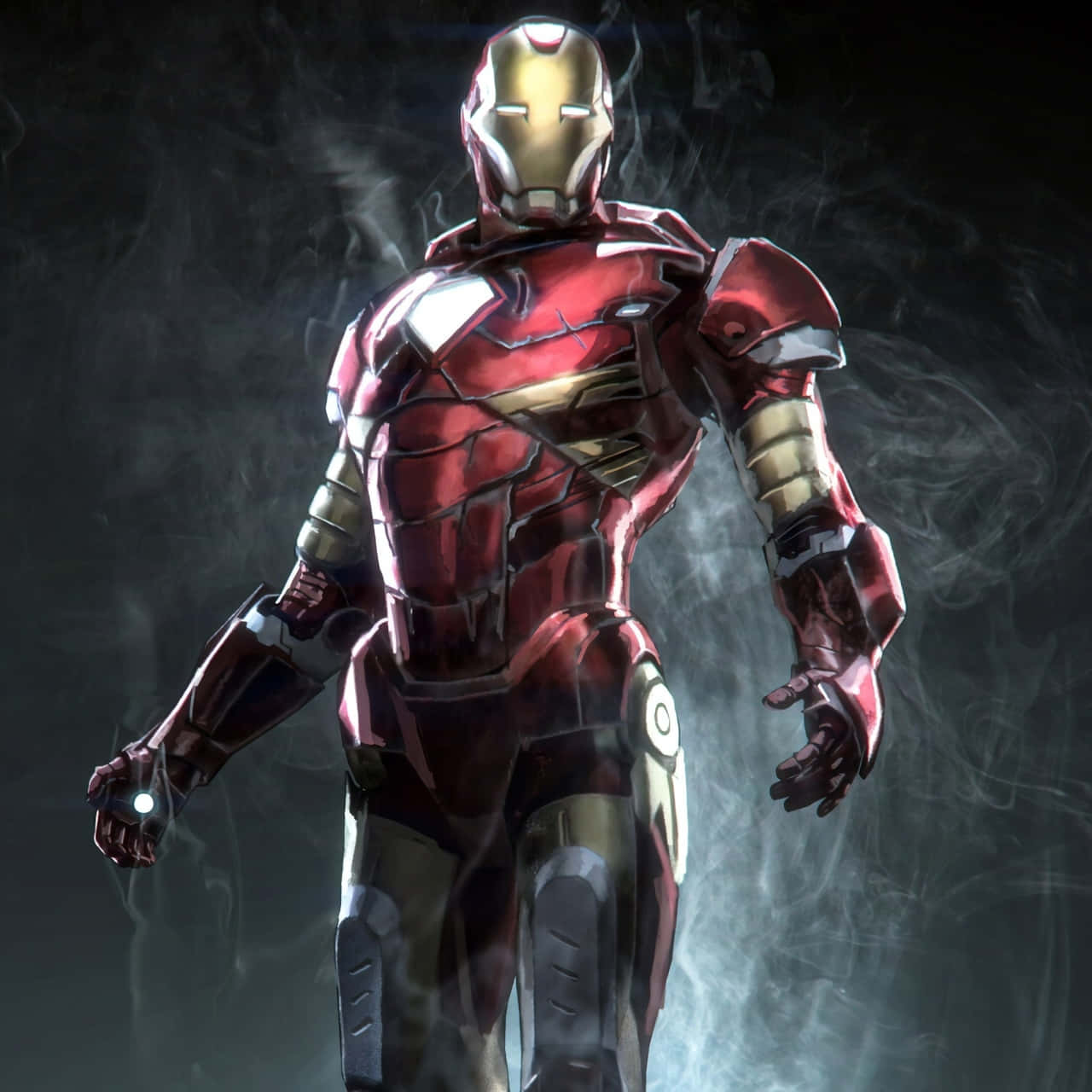Iron Man, red and gold armor, glowing eyes, HD Desktop Wallpaper