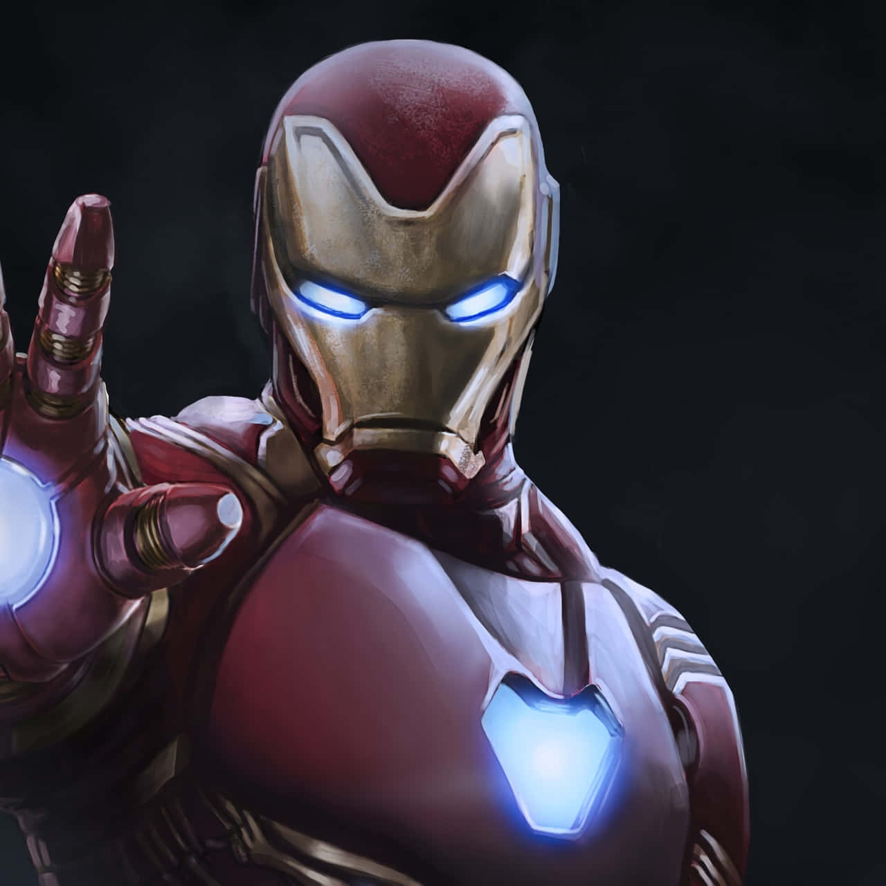 Iron Man, red gold armor, glowing blue eyes, HD Desktop Wallpaper