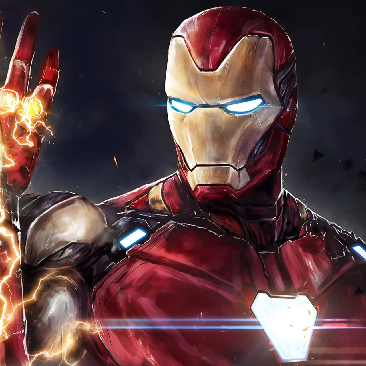 Iron Man, red and gold armor, glowing blue eyes, HD Desktop Wallpaper