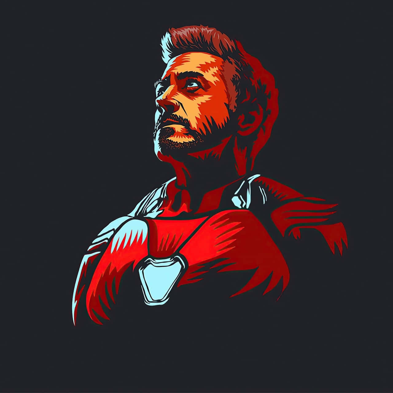 Iron Man, red and silver armored suit, stylized illustration, HD Desktop Wallpaper