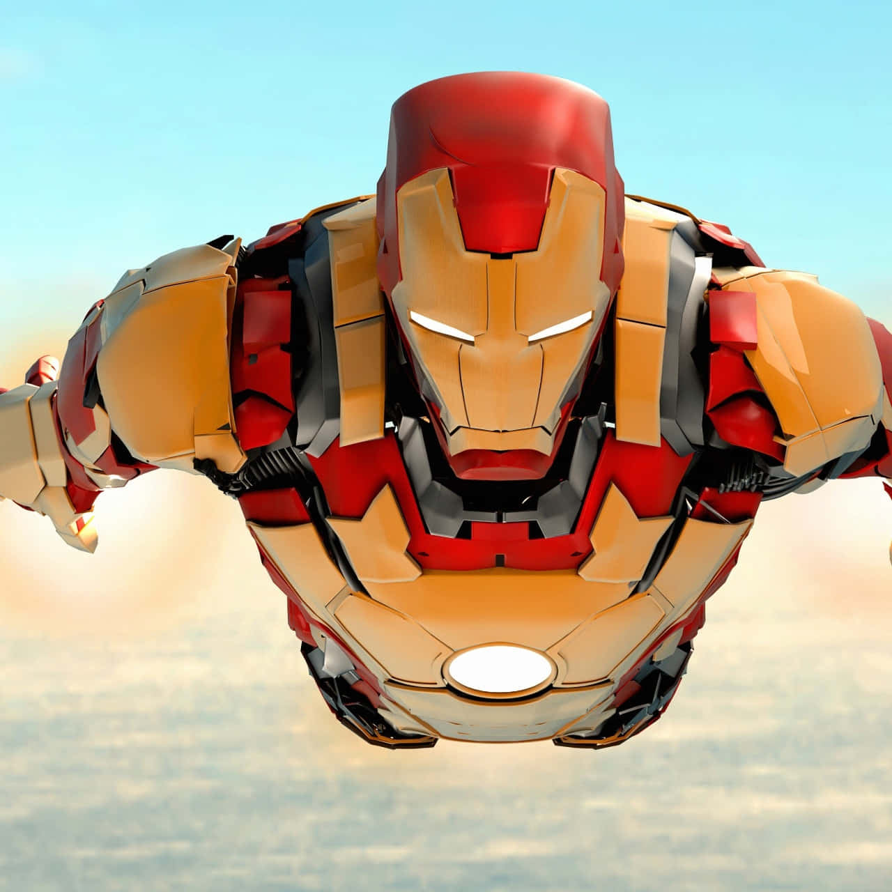 Iron Man, red and gold suit, clear blue sky, HD Desktop Wallpaper