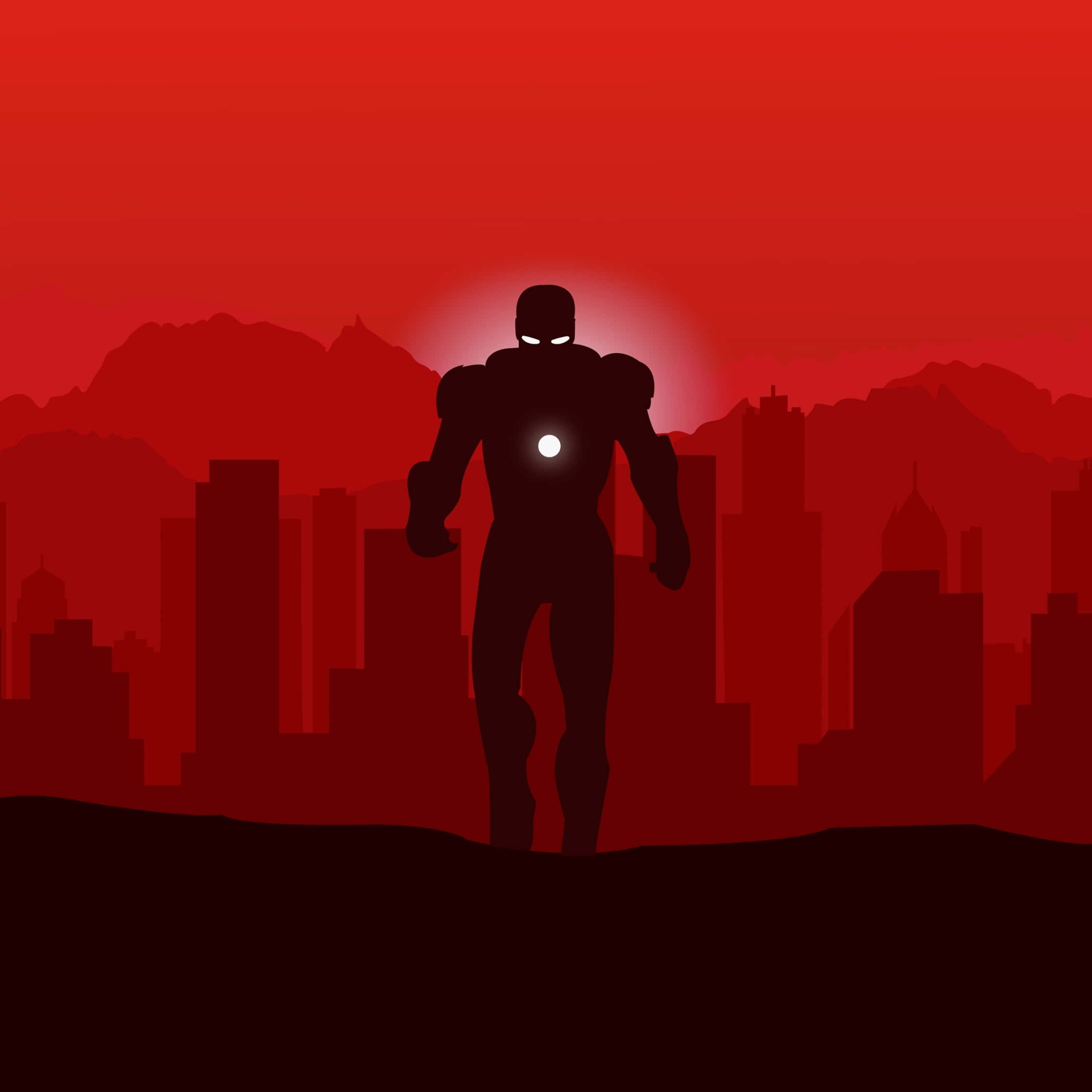 Iron Man, silhouette, sunset, Full HD Desktop Wallpaper