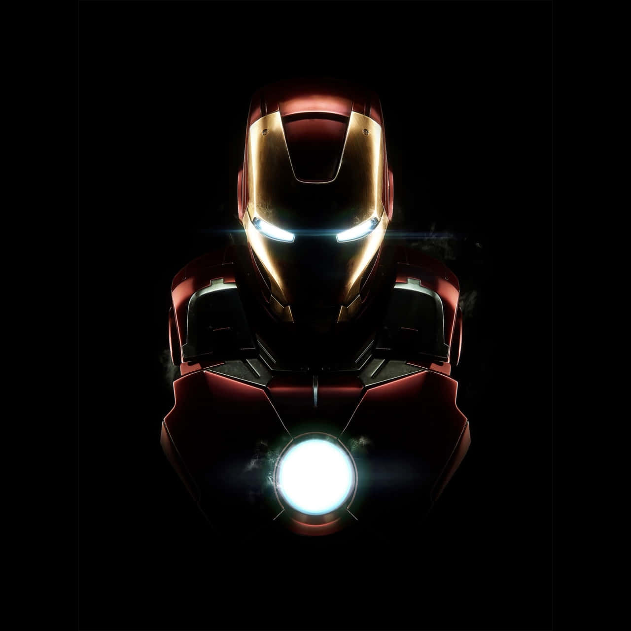 Iron Man, glowing red and gold helmet, chest arc reactor, HD Desktop Wallpaper