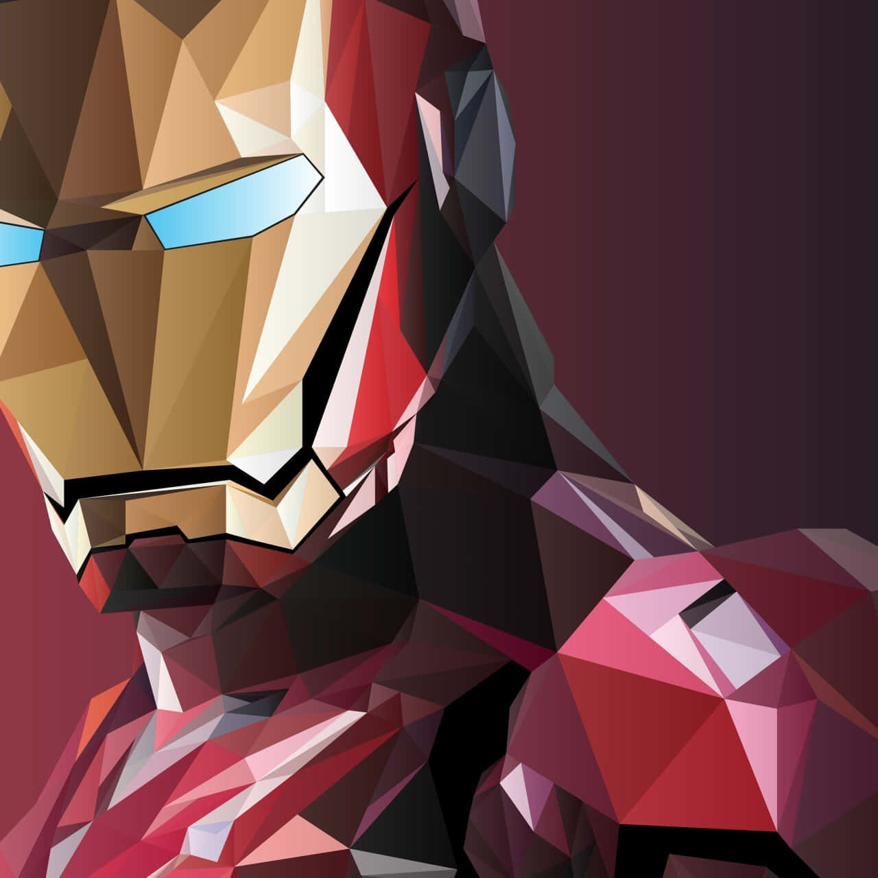 Iron Man, geometric art, low-poly stylized Iron Man helmet, HD Desktop Wallpaper