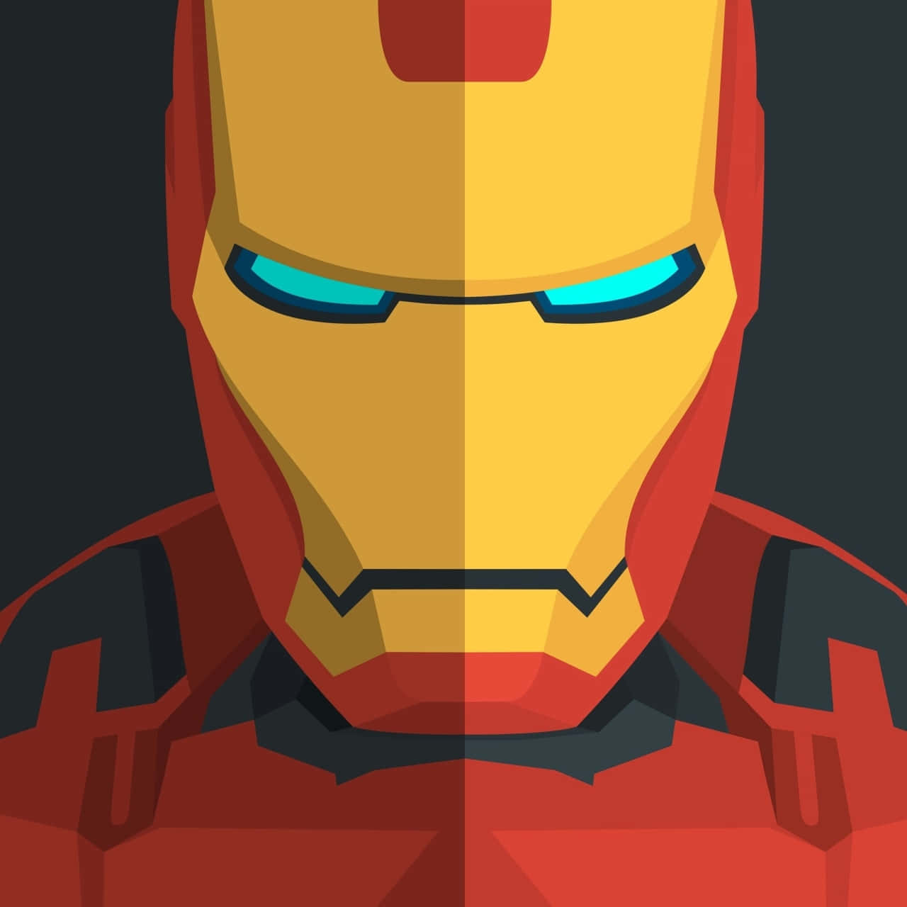 Iron Man, low poly, glowing blue eyes, HD Desktop Wallpaper