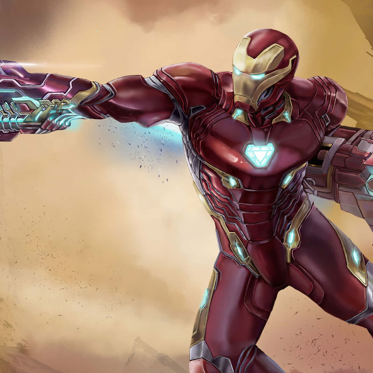 Iron Man, red and gold armor, repulsor blast, HD Desktop Wallpaper