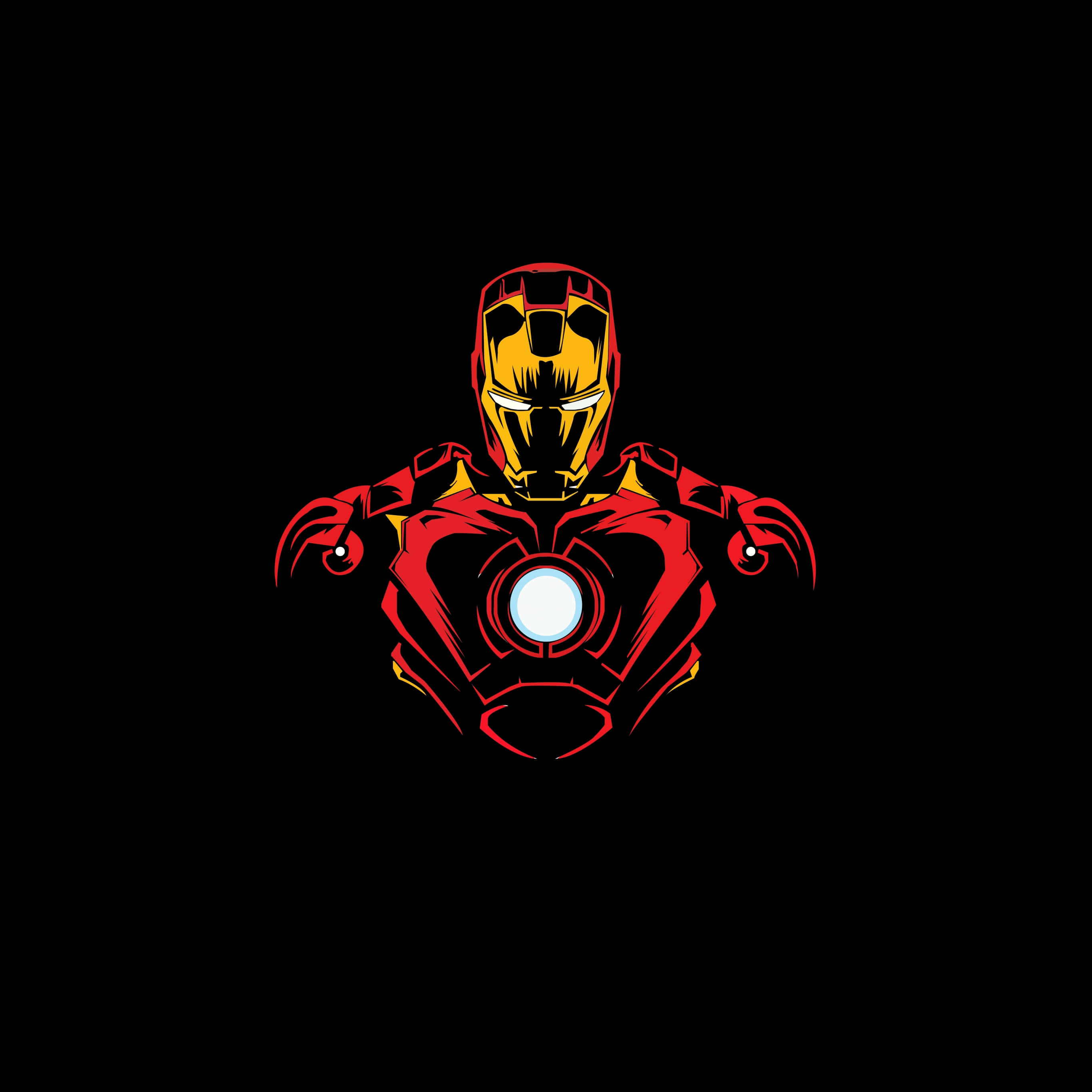 Iron Man, red and gold, glowing arc reactor, 2K Desktop Wallpaper