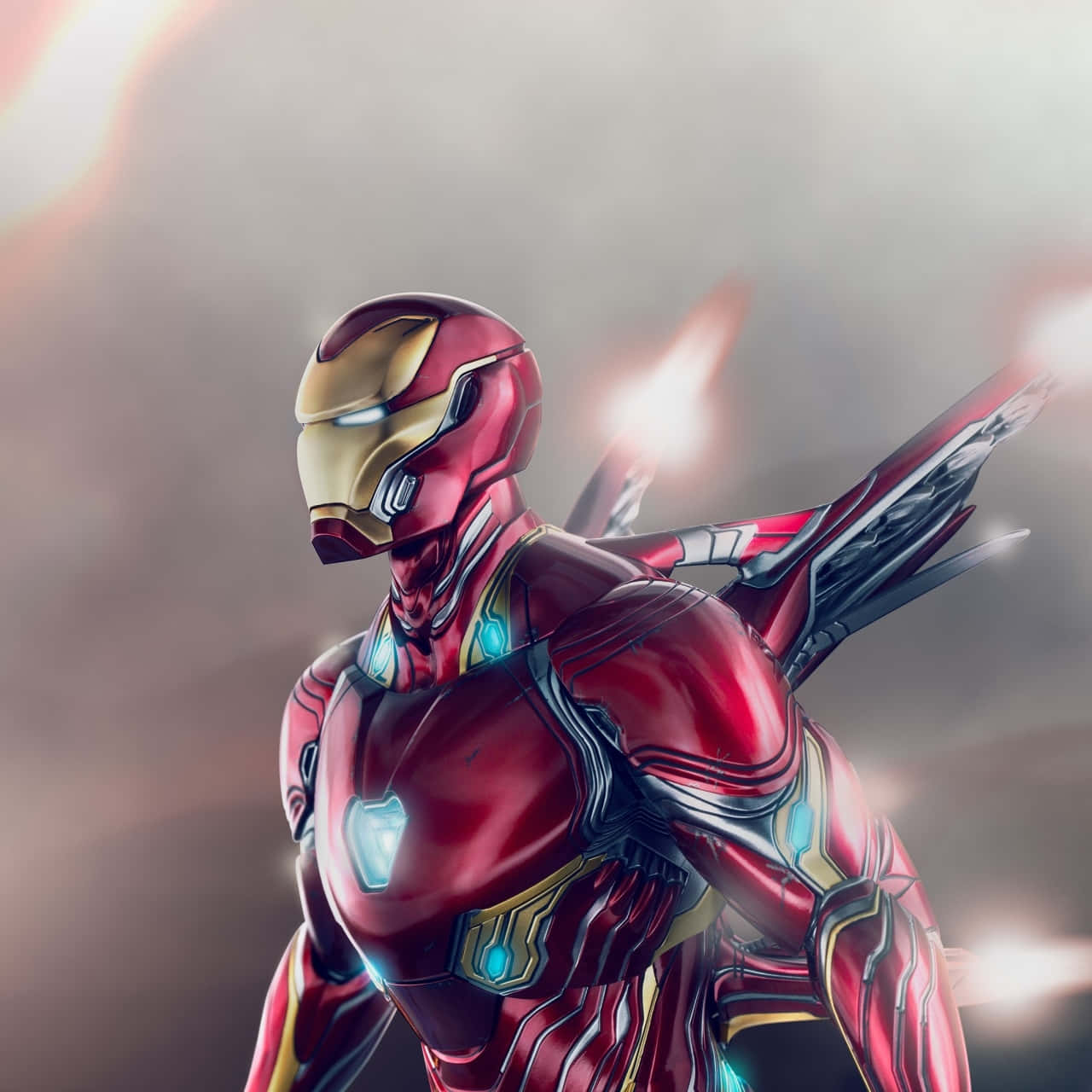 Iron Man, red gold armor, repulsor blasts, HD Desktop Wallpaper