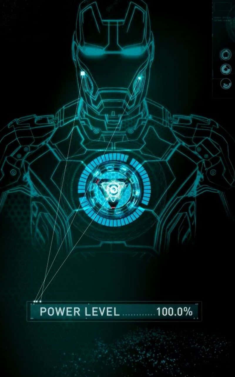 Iron Man, glowing blue holographic outline, power level at 100 percent, HD Phone Wallpaper