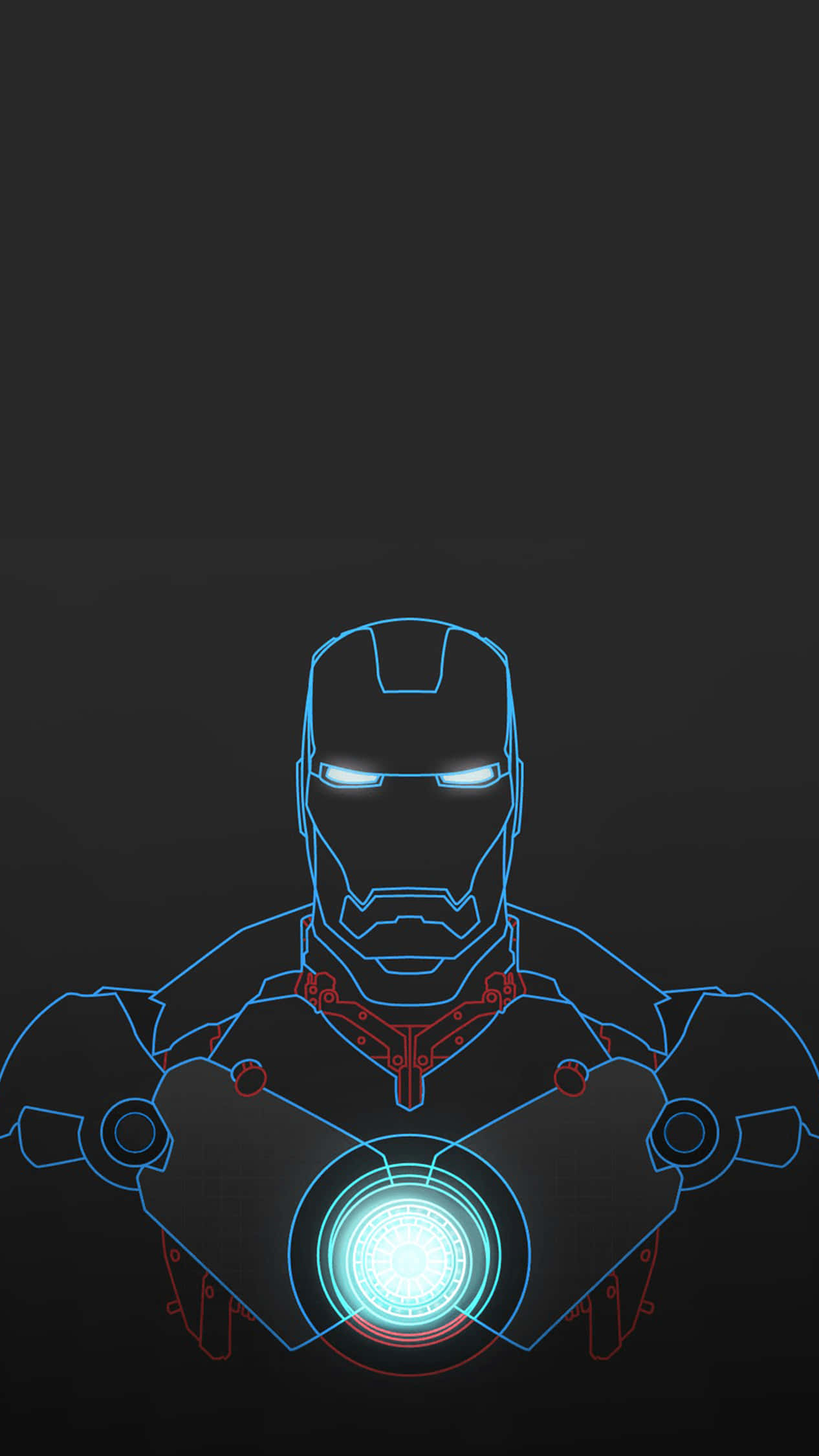 Iron Man, 4K Edition, glowing blue and red outline, Full HD Phone Wallpaper