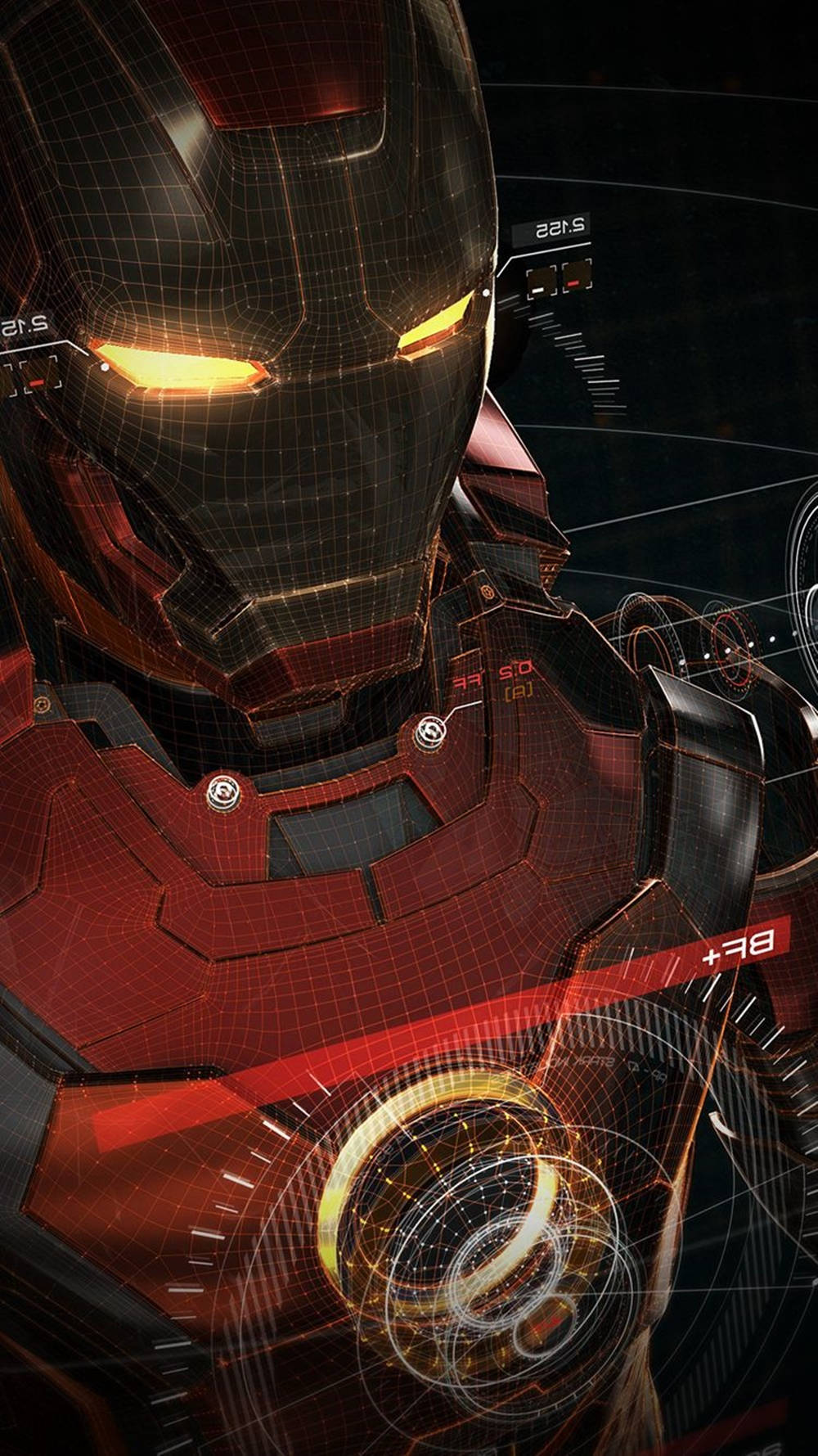 Iron Man, helmet, glowing orange eyes, HD Phone Wallpaper