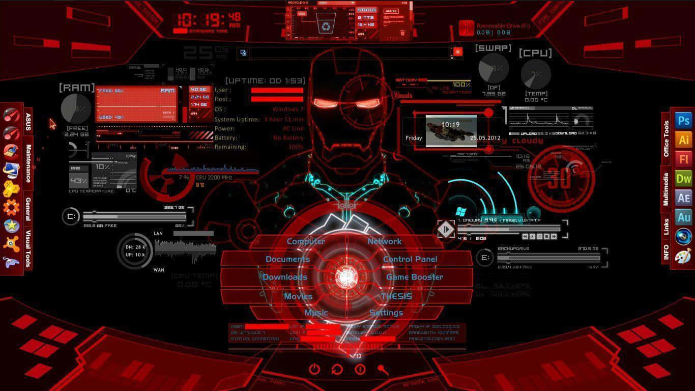 Iron Man, helmet, futuristic dashboard, HD Desktop Wallpaper