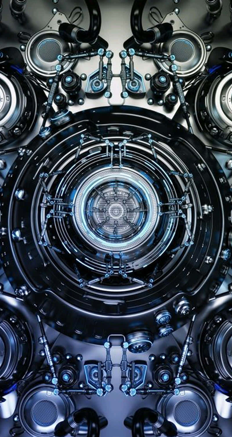 Iron Man, futuristic metallic engine, glowing blue lights, HD Phone Wallpaper