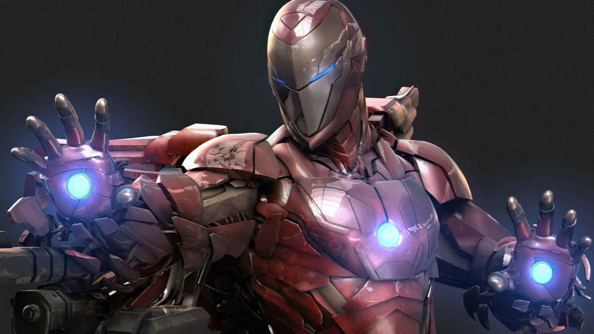 Iron Man, red and gold armor, glowing blue repulsors, Full HD Desktop Wallpaper