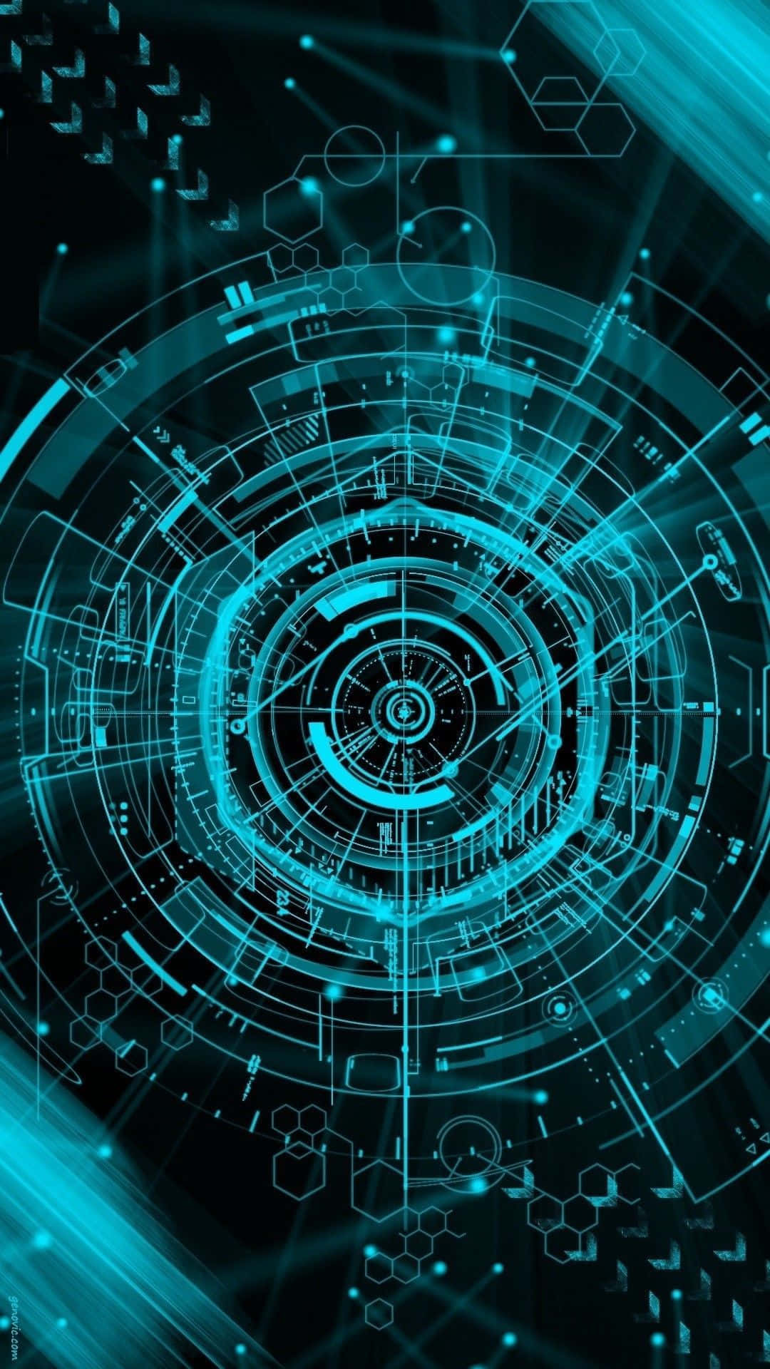 Iron Man Technology, glowing cyan, futuristic interface, Full HD Phone Wallpaper